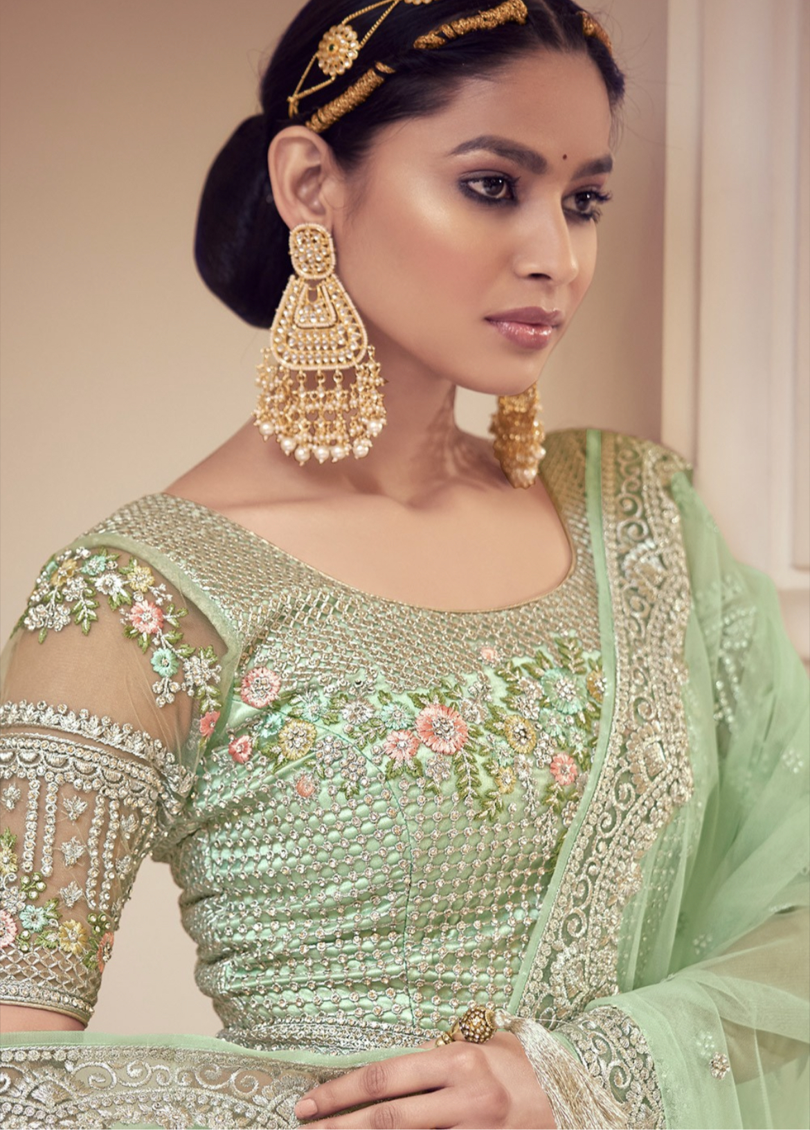 Liral Green Net Wedding Lehenga Choli - Lehengas Designer Collection