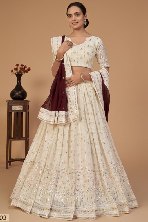 Off White Georgette Lehenga Choli