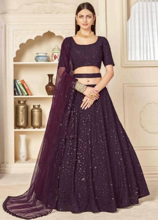 Purple Georgette Lehenga Choli