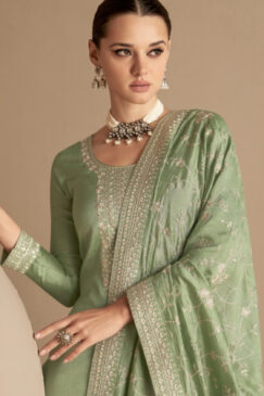 Alternative view of Green Silk Palazzo Pant Suit
