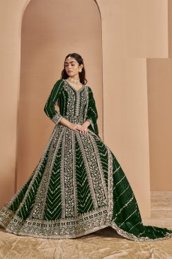 Alternative view of Buy Now Green Color Beautiful Anarkali Dress For Your Wedding Function