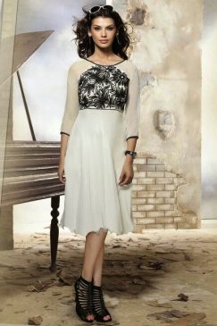 Off White Georgette Designer Kurti Top