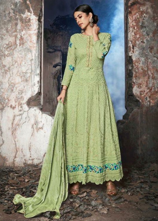 Light Green Embroidered Anarkali Dress Salwar Kameez