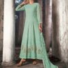 Turquoise Embroidered Georgette Anarkali Dress