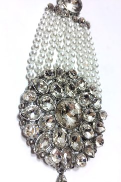 Alternative view of Silver Crystal And Pearl Jhumar Maang Tika