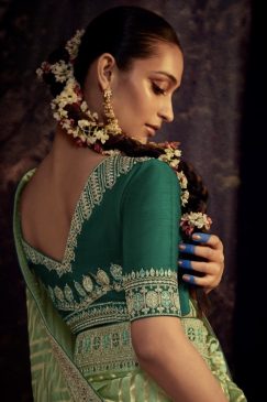 Alternative view of Green Fancy Fabric Embroidered Wedding Saree