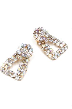 Alternative view of Clear Crystal 3D Floral Drop Earrings