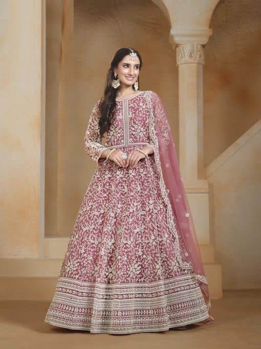 Pinkish Red Color Beautiful Anarkali Suit