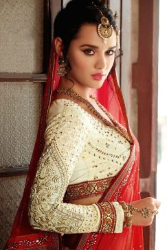 Alternative view of Mumtaz Designer Red And Cream Lehenga Choli