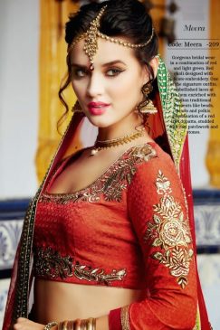 Alternative view of Meera Designer Red And Light Green Lehenga Choli