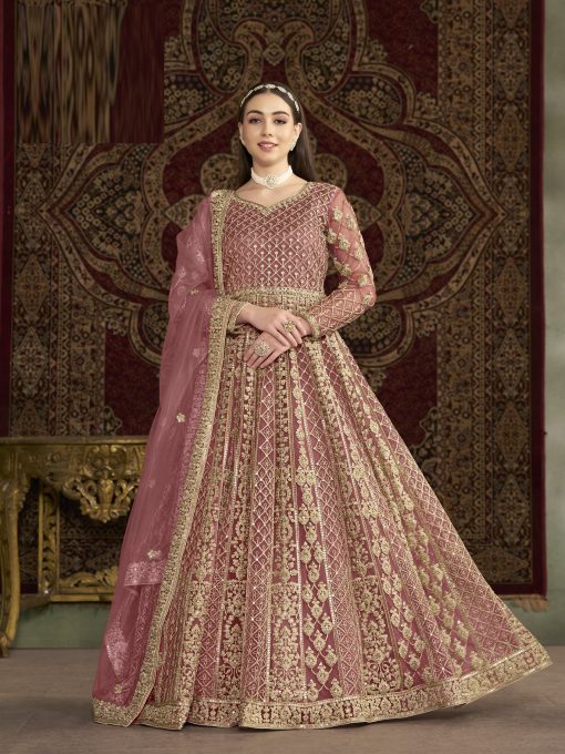 Light Purple Color Wedding Wear Anarkali Gown