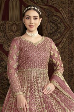 Alternative view of Light Purple Color Wedding Wear Anarkali Gown