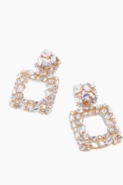 Alternative view of Square Drop Crystal Earrings