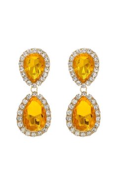 Orange Crystal Gem Drop Crystal Earrings