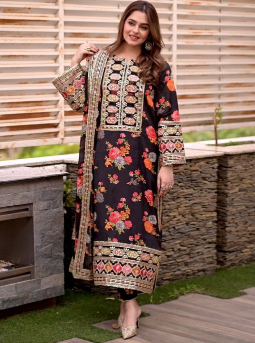Beautiful PArtywear Dress in Chinon Silk Fabric