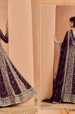 Wine Color Beautiful Partywear Anarkali Dress