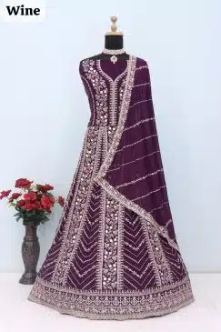 Alternative view of Wine Color Beautiful Partywear Anarkali Dress