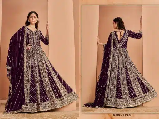 Wine Color Beautiful Partywear Anarkali Dress