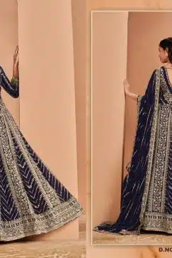 Blue color Beautiful Partywear Anarkali Dress