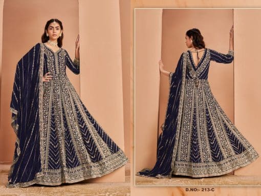 Blue color Beautiful Partywear Anarkali Dress