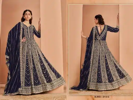 Blue color Beautiful Partywear Anarkali Dress