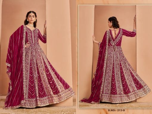 Rani Color Beautiful Partywear Anarkali Dress