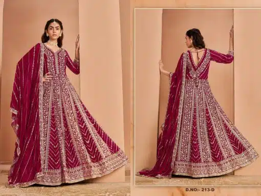 Rani Color Beautiful Partywear Anarkali Dress