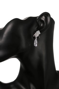 Alternative view of Leaf Style Zircon Water Drop Earrings