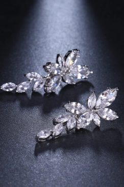 Flower Drop Zircon Earrings