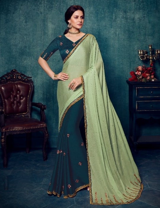 Light Green Half N Half Silk Saree Sarees Designer Collection Light Green Half N Half Silk Saree Sarees Designer Collection