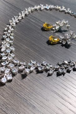 Yellow Water Drop Cubic Zircon Necklace Set
