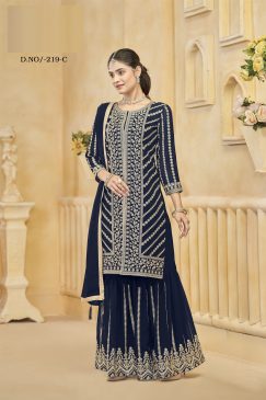 Alternative view of Blue Color Beautiful Wedding Wear Heavy Sharara Suit