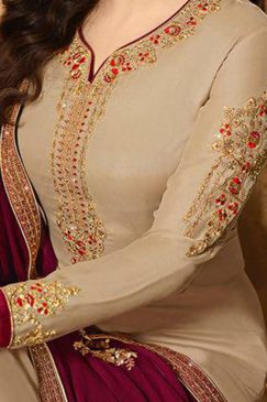 Alternative view of Beige Georgette Straight Cut Suit
