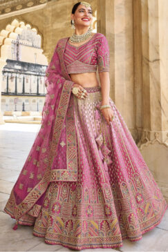 Shaded Pink Silk Bridal Lehenga Choli
