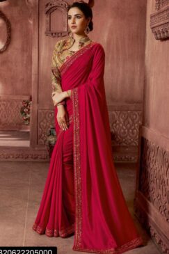 Red Embroidered Festival Saree