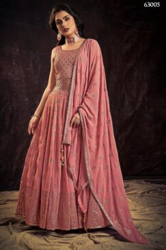 Pink Georgette Embroidered Anarkali Suit