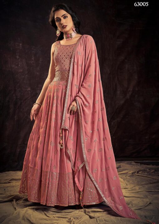 Pink Georgette Embroidered Anarkali Suit