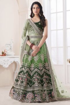 Green Heavy Embroidered Bridal Lehenga Choli