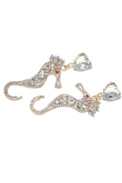 Alternative view of Sea Horse Crystal Drop Earrings