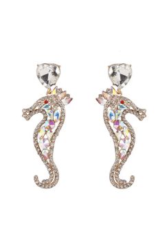 Sea Horse Crystal Drop Earrings