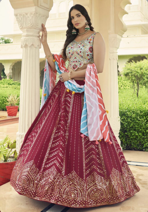 Deep Pink Georgette Lehenga Choli