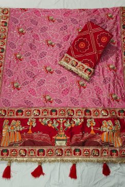 Special Saree For Wedding And Festival Wear in pink color