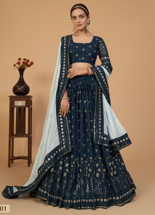 Morpeach Georgette Lehenga choli