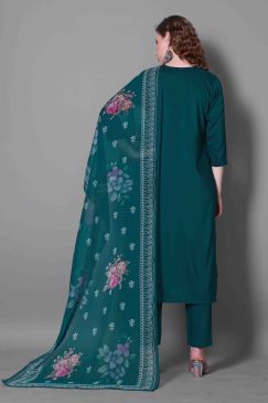 Alternative view of Kurta & Pant Dupatta Set in silk fabric for summer wear