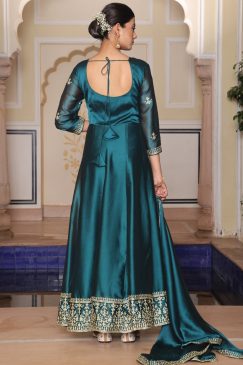 Alternative view of Morpitch Color Anarkali Gown in Silk Fabric