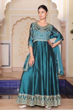 Morpitch Color Anarkali Gown in Silk Fabric