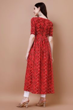 Alternative view of Bandhani Print Rayon Kurti only For Summer Wear In Red Color