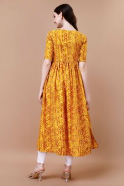 Alternative view of Bandhani Print Rayon Kurti only For Summer Wear In Yellow Color