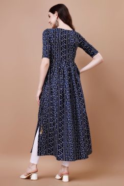 Alternative view of Bandhani Print Rayon Kurti only For Summer Wear In Blue Color