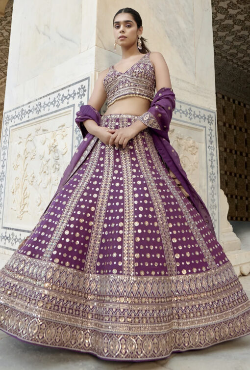 Wine Georgette Lehenga Choli